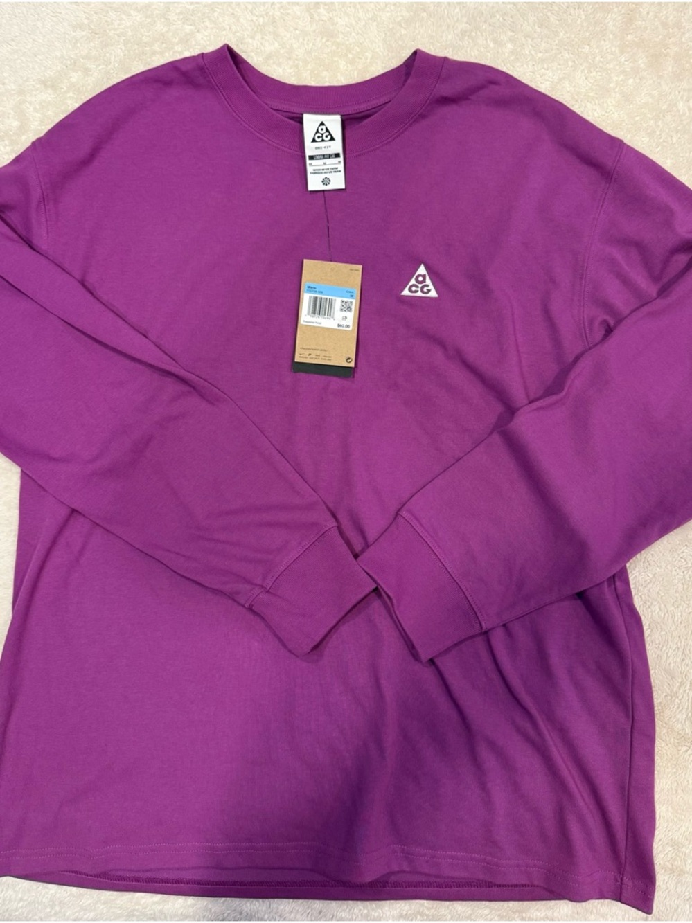 Nike ACG Embroidered Logo Long Sleeve T Shirt FQ3738 506 Sz M Trail Hike Climb